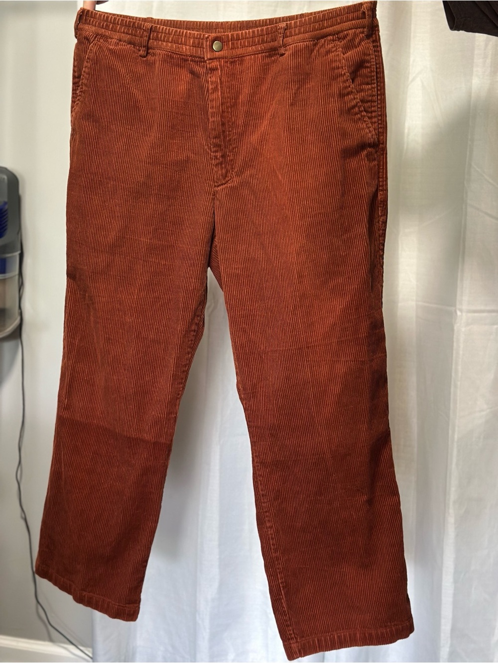 Vintage Haband Stag Hill Corduroy Pants Men's Rust Orange Elastic Comfort